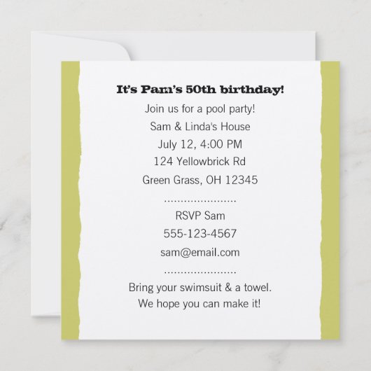 Happy Dog Pool Party | Niedlich Golden Retriever Einladung (Rückseite)