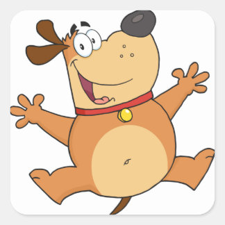 Happy Dog Quadratischer Aufkleber