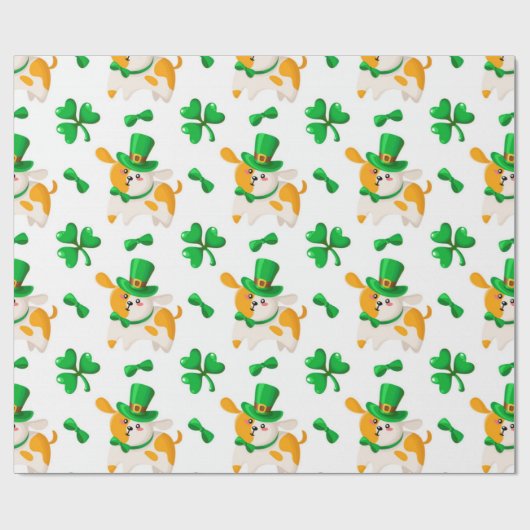 Happy Dog St. Patrick's Pattern Geschenkpapier (Flach)