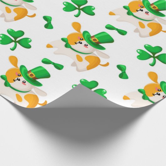 Happy Dog St. Patrick's Pattern Geschenkpapier (Ecke)