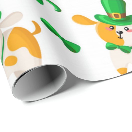 Happy Dog St. Patrick's Pattern Geschenkpapier (Rolleneckpunkt)