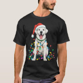 Happy Dog Tangled in Christmas Lights T-Shirt (Vorderseite)