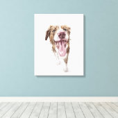 Happy Dog Watercolor Portrait Leinwanddruck (Insitu (Holzboden))