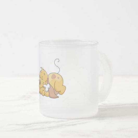 Happy Dog With Bone Tshirts and Gifts Mattglastasse (VorderseiteRechts)