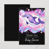 Happy Dolphin Baby Shower Dankeskarte (Vorne/Hinten)