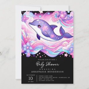 Happy Dolphin Baby Shower Einladung