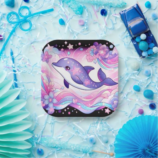 Happy Dolphin Baby Shower Pappteller (Party)