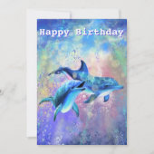 Happy Dolphin Birthday Card - individuell anpassba Karte (Vorderseite)