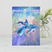 Happy Dolphin Birthday Card - individuell anpassba Karte (Stehend Vorderseite)