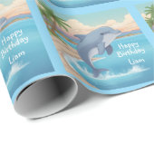 Happy Dolphin Birthday Geschenkpapier (Rolleneckpunkt)