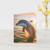 Happy Dolphin Birthday Karte (Gelbe Blume)