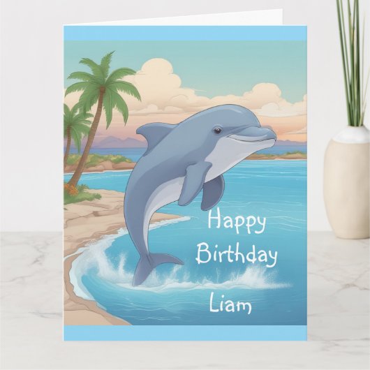 Happy Dolphin Birthday Karte (Vorderseite)