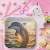 Happy Dolphin Birthday Pappteller (Party)