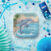 Happy Dolphin Birthday Pappteller (Party)