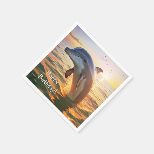 Happy Dolphin Birthday Serviette (Ecke)