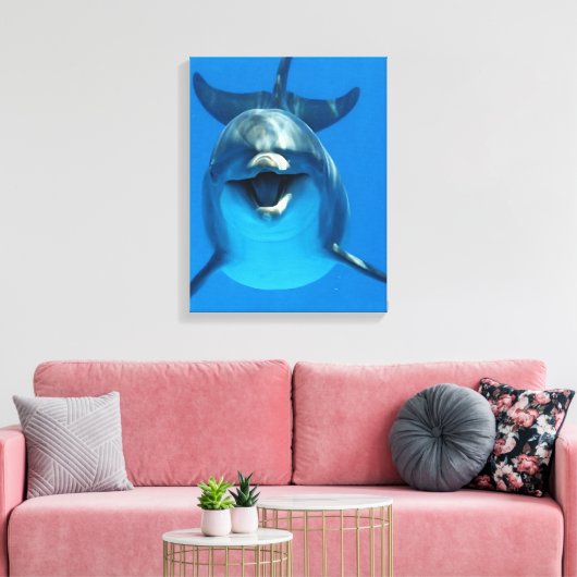 Happy Dolphin Canvas Print Leinwanddruck (Insitu (Wohnzimmer))