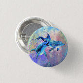 Happy Dolphin Couple Button - Familie - Malerei (Vorne & Hinten)