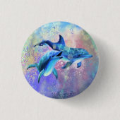 Happy Dolphin Couple Button - Familie - Malerei (Vorderseite)