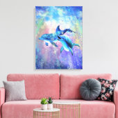 Happy Dolphin Couple Canvas Print - Painting Leinwanddruck (Insitu (Wohnzimmer))