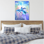 Happy Dolphin Couple Canvas Print - Painting Leinwanddruck (Insitu (Schlafzimmer))