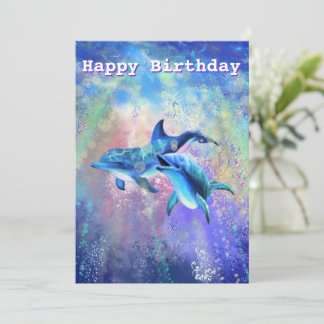 Happy Dolphin Couple Geburtstagskarte