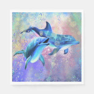 Happy Dolphin Couple Napkins - Familie Serviette