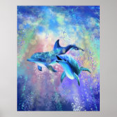 Happy Dolphin Couple Poster Malerei (Vorne)