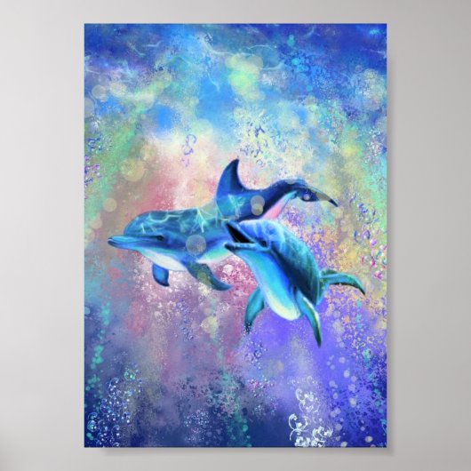 Happy Dolphin Couple Poster Malerei (Vorne)