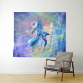 Happy Dolphin Couple Tapestry - Familie Wandteppich (Beispiel (Horizontal))