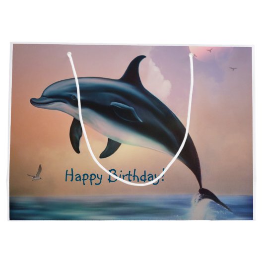 Happy Dolphin Große Geschenktüte (Rückseite)