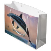 Happy Dolphin Große Geschenktüte (Rückseite Schrägansicht)