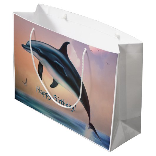 Happy Dolphin Große Geschenktüte (Rückseite Schrägansicht)
