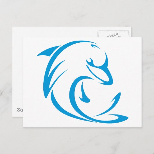 Happy Dolphin in Swing Zeichnend Style Postkarte (Vorne/Hinten)