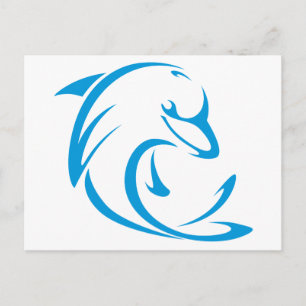 Happy Dolphin in Swing Zeichnend Style Postkarte
