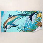 Happy Dolphin Jumping aus dem tropischen Meer Strandtuch (Vorderseite)
