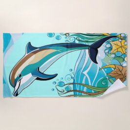 Happy Dolphin Jumping aus dem tropischen Meer Strandtuch