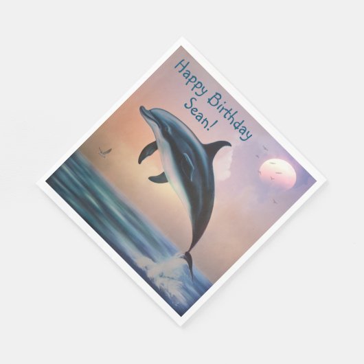 Happy Dolphin Serviette (Ecke)