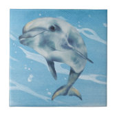 Happy Dolphin Watercolor Beach Ocean Fliese (Vorderseite)