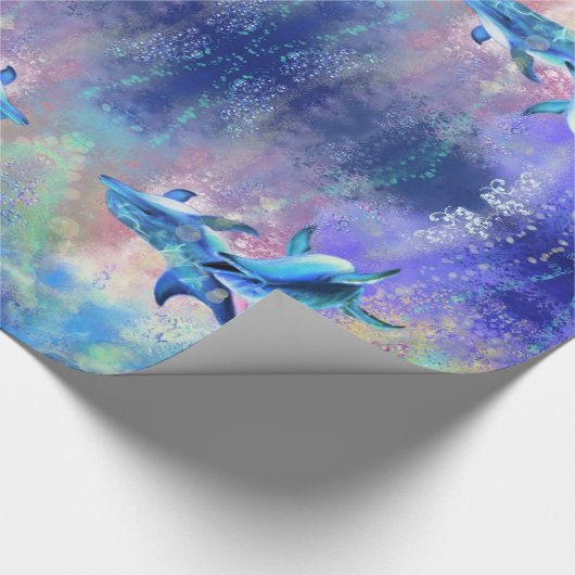 Happy Dolphin Wrapping Paper Geschenkpapier (Ecke)