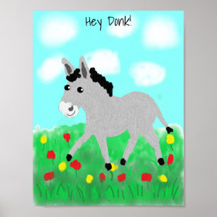Happy Donkey in Blume Meadow Poster