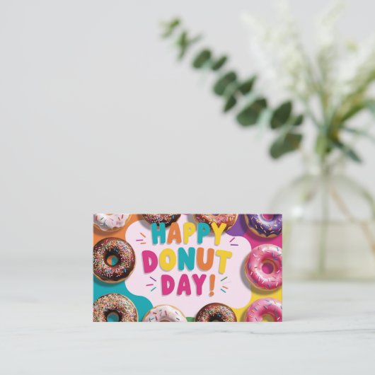 Happy Donut Day Visitenkarte (Stehend Vorderseite)
