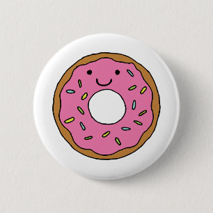 Happy Donut Grafik farbenfroh Rosa Donut Clipart Button
