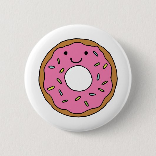 Happy Donut Grafik farbenfroh Rosa Donut Clipart Button (Vorderseite)