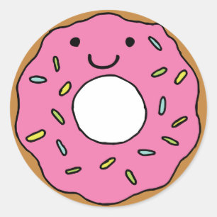 Happy Donut Grafik farbenfroh Rosa Donut Clipart Runder Aufkleber