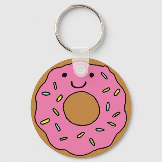 Happy Donut Grafik farbenfroh Rosa Donut Clipart Schlüsselanhänger (Vorderseite)