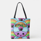 Happy Donut mit Niedlichem einzigartigem Regenboge Tasche (Rückseite)