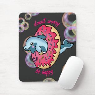 Happy Donut mit Niedlichen Dolphin- und Regenbogen Mousepad