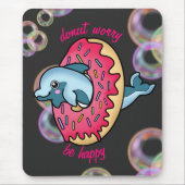 Happy Donut mit Niedlichen Dolphin- und Regenbogen Mousepad (Vorne)