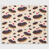 Happy Donut Weihnachtsmannmützen Pattern Chocolate Geschenkpapier (Flach)
