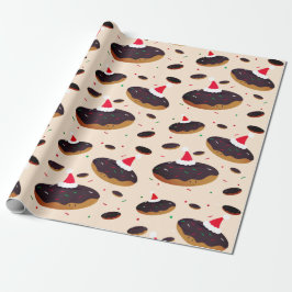 Happy Donut Weihnachtsmannmützen Pattern Chocolate Geschenkpapier